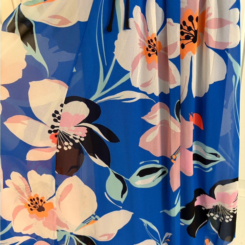 NWT Size small Express Blue Floral Maxi Dress with Pink and Black Accents - Picture 7 of 8